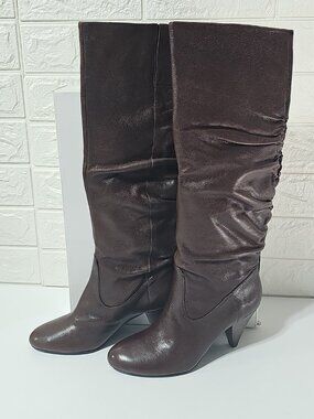 Nine West Scapegoat Dark Brown Women's Leather Heeled Boots Boots 5.5 M